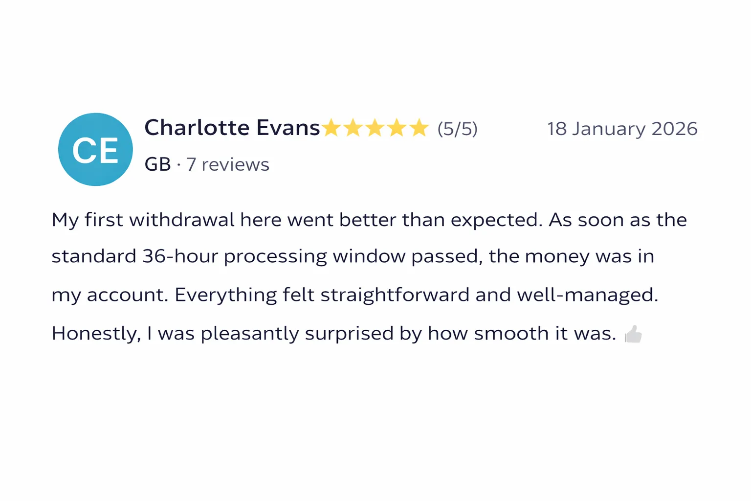 Comment about withdrawal process